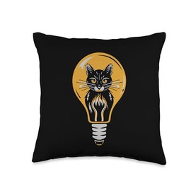 mix Funny Cat Motif Light Bulb Electrics Cat Motif Throw Pillow, 16x16, Multicolor