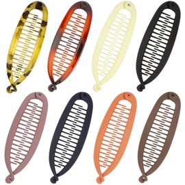 Hapdoo 8pcs Banana Clip Hair Clips, Hair Ponytail Holder Banana Clips for Women Meduim Thin Hair, Vintage Retro Hair Acessories Colorful