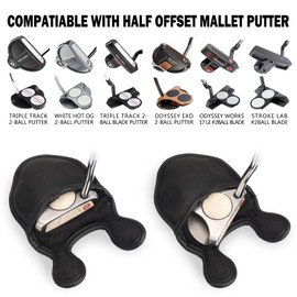 Big Teeth Mallet Putter Headcover Classic Mallet Putter Cover, Quality PU Leather Putter Cover Mallet Putter Cover Magnetic, Center Shaft Putter Headcover Fits Odyssey 2 Ball Series Putters