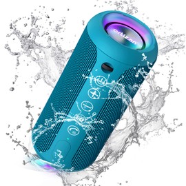 Ortizan Bluetooth Speaker, IPX7 Waterproof, Wireless, Suitable for Bathroom Use, With LED Light, 30 Hours Continuous Playback, 24 W Output, Compact, Deep Bass, Portable Speaker, Dual Pairing, Stereo, TF Card Compatible, USB Charging, For Smartphones, PCs
