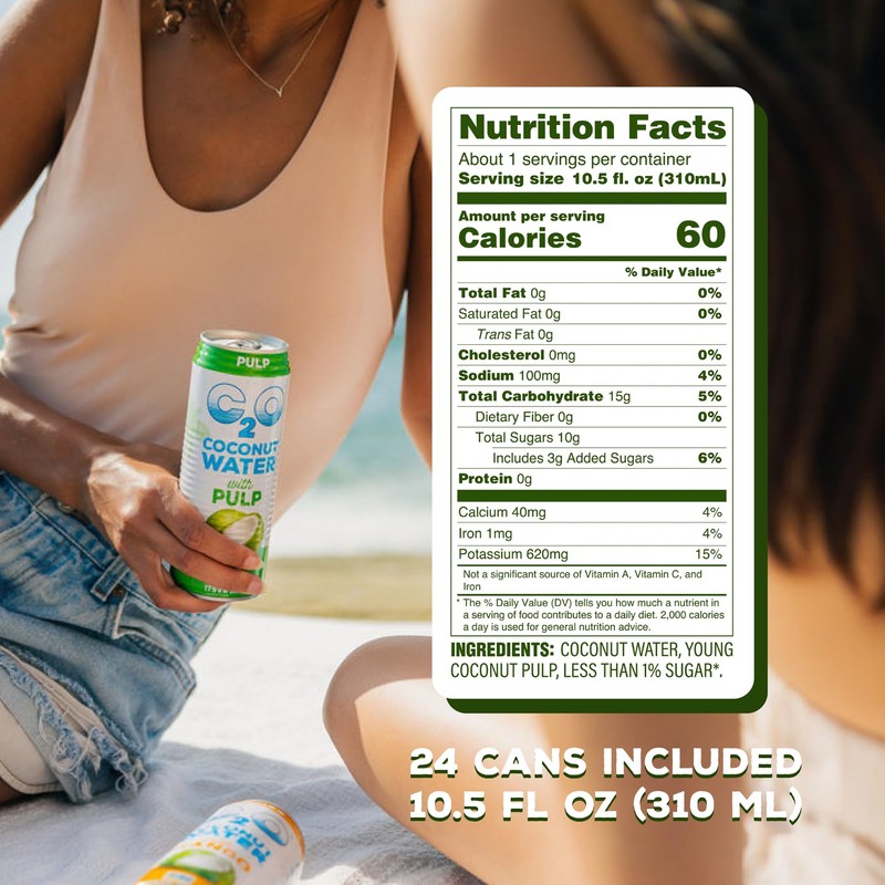 C2O - Coconut Water with Pulp (24 Pack, 3 Boxes