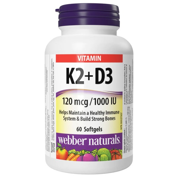 Webber Naturals Vitamin K2 and D3, 120 mcg/1,000 IU, 30