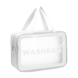 MAYOII Clear Travel Toiletries Bag for Women,Travel Toiletry Bags Clear Wash Bag for Toiletries,PVC Waterproof Makeup Bag for Women and Girls (1, Muiticolor-White, L)