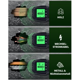 Line Detector Detector 5 in 1 Wall Scanner Detector - Multifunctional Stud Detector with LCD Display & Acoustic Alarm for Finding Power Lines, Wooden Beams and Metal Pipes