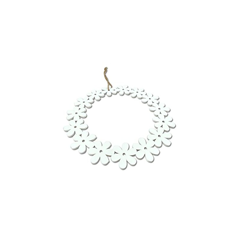 DARO DEKO Wooden Flower Wreath White Diameter 25 cm with