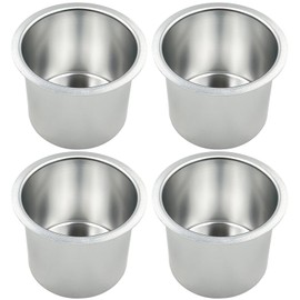 SEETOOOGAMES Drop-in Cup Holder Insert - Jumbo Silver Aluminum Cup Holders for Table - Pack of 4