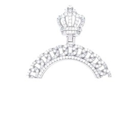 JewelryWeb 925 Sterling Silver Mens Cubic Zirconia Crown Medallion Fashion Charm Pendant 53.7x37.3mm Wide Necklace for Men