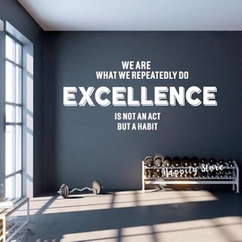 Motivational Wall Decal, Excellence Quote Wall Sticker, We are What We Repeatedly Do Excellence Stickers,Office Wall Decor,Large Size 70x31inch (White)