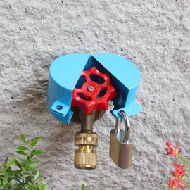 Dakekou Outdoor Faucet Lock,Water Spigot Lock, Metallic Blue(with Padlock) Suitable for Garden Faucets,Hose bib Lock,Water Hose,Hose Spigot，Prevent Water Bandit，Faucet Locks Outdoor Child Proof