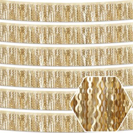 6 Pack 10 Feet Champagne Gold Wave Foil Fringe Garland Metallic Tinsel Streamers Banner Wall Hanging Curtain Backdrop for Parade Floats, Mother's Day, Easter, Wedding, Birthday Party Decoration