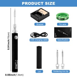 Cordless Soldering Iron Kit, Portable USB Wireless Electric Soldering Pen 3 Temperature Adjustment Office Hand Welding Tool for Appliance Repair, DIY(COLOR:black)
