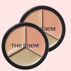 The Saem Cover Perfection Triple Pot Concealer 13.5g, 01 Correct Beige, 2 ea. / 더샘 커버 퍼펙션 트리플 팟 컨실러 13.5g, 01 코렉트 베이지, 2개