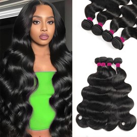 Body Wave Bundles Human Hair 14 16 18 20 Inch 100% Unprocessed 12A Human Hair 4 Bundles Hair Body Wave Human Hair Extensions For Women Natural Can Be Dyed Bleached