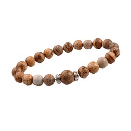 Joya Gift Jewelry Natural Picture Jasper Gemstone 8MM Round Beads Bracelet comes with fancy velvet bag for Women