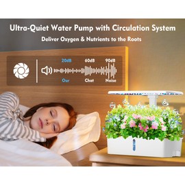 Hydroponics Growing System Kit 12 Pods, Hydroponic Herb Garden Kit Indoor with 24W LED Grow Light, Smart Indoor Garden, Height Adjustable, Auto Timer, Quiet Pump, Gardening Gifts for Mom Women, White