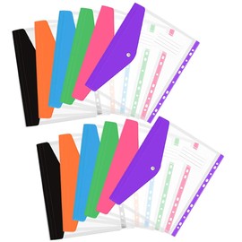KUIZHEN A4 Plastic Wallets Folders, 12Pcs Punched Pockets, Blue, Pink, Purple, Orange, Green, Black, Contemporary Style, 31*24.5*2cm, A4 Size, Document Wallet, File Folder