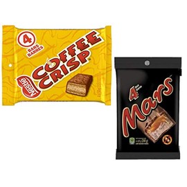 Canadian Candy 4 Coffee Crisp Chocolate Bars and 4 Mars Bars Chocolate Bars Bundle