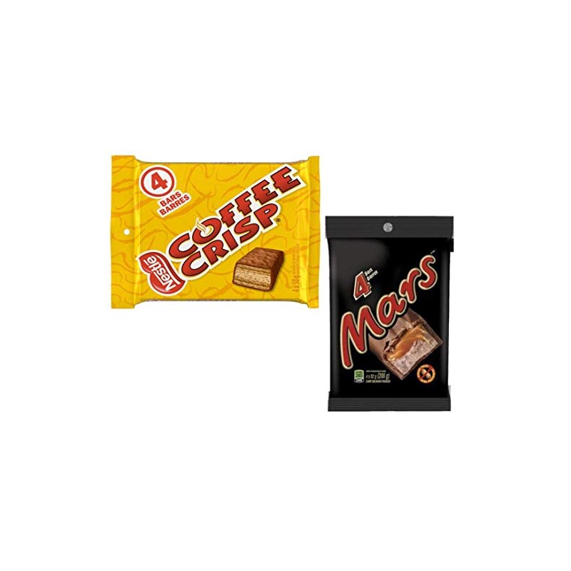 Canadian Candy 4 Coffee Crisp Chocolate Bars and 4 Mars