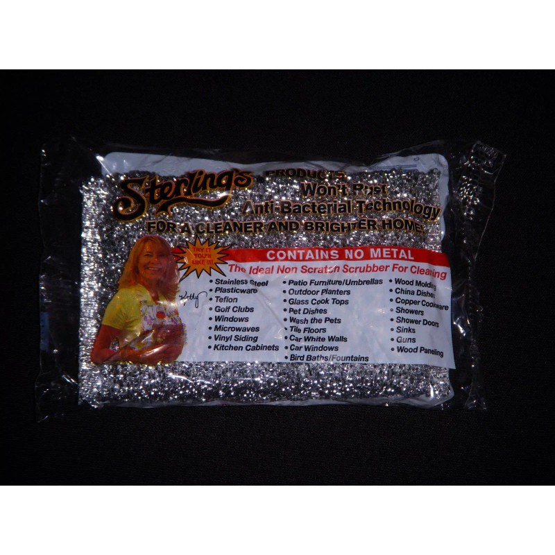 Sterling's 4 SILVER Sterling NonScratch Scrubbers Sterlings AntiBacterial Sponges Scrub
