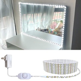 ZOKON 13ft/4M Led Vanity Mirror Lights Kit Bendable NO Need to Cut Vanity Make-up Mirror Cloakroom Adjustable Flexible Strip Light Table Set with Dimmer and Power Supply Mirror Not Included