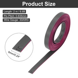 MECCANIXITY 30AWG IDC Wire Flat Ribbon Cable 2m/6.6ft Length 0.635mm Pitch 10 Pin Gray for JTAG/ISP Connecting