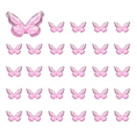 CoCud Mini Resin Butterflies, 0.31" Length, Resin Miniature Dollhouse Accessories Magenta - (Applications: for Crafts Nail Art Fairy Micro Landscaping Ornament) 30-Pieces