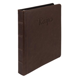 Samsill Recipe Binder 8.5x11, 3 Ring Recipe Book Binder to Hold All Your Recipes and Recipe Cards, Family Recipe Binder Bold Design (1", Brown Script)