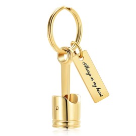 memorial jewelry Car Part Cremation Urn Keychain for Ashes for Men Motor Piston Ash Keepsake, Stainless Steel, No gemstone.
