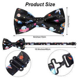 Kids Bow Ties Cute Pattern Adjustable Neck Bowtie for Child Boys Toddlers Wedding Party Graduation Photoshoot School Dress up (Black/Space, Black)