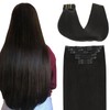 SURNEL Clip-In Extensions, Natural Black, Remy Real Hair Clip-In Extensions,