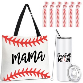 Sieral Baseball Mom Gifts Baseball Tumbler Mom Gifts Baseball Canvas Tote Bag Baseball Mom Travel Mug Baseball Hair Ties Baseball Insulated Cup with Straws for Women Mom Sports Lover