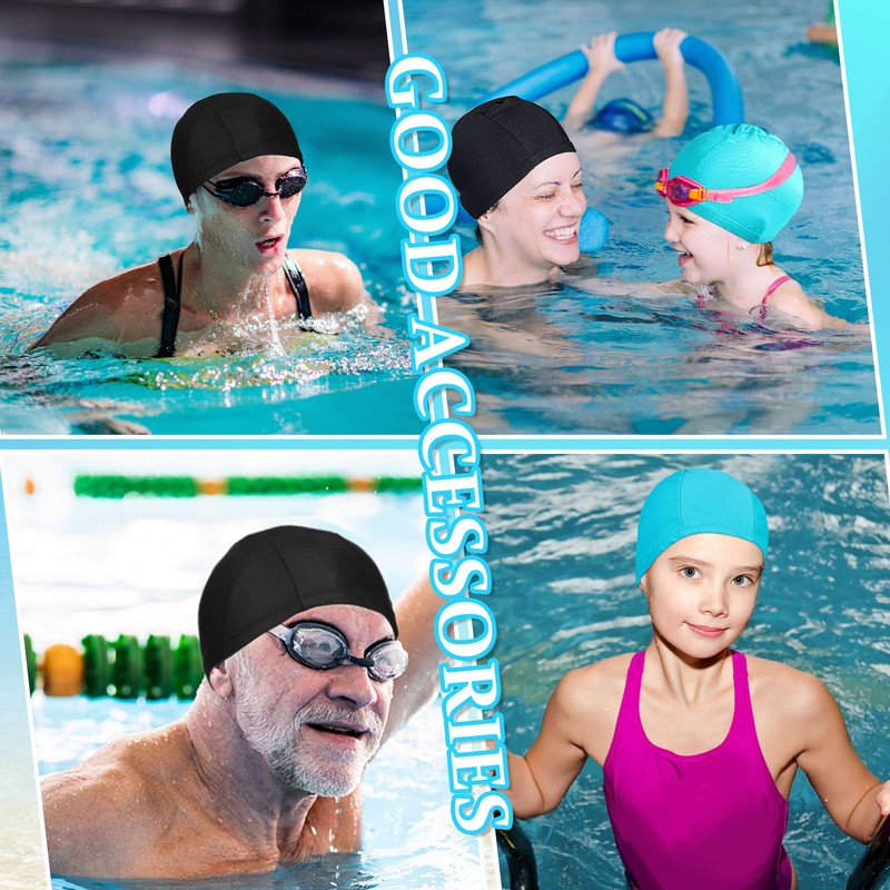 2 Pieces Elastic Swim Caps Comfortable Fabric Swimming Hat Lightweight