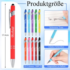 Tenare Pack of 20 Lucky Pens, Black Ink Ballpoint Pens with Touchpen, Inspirational Retractable Ballpoint Pens for Examination, Graduation, Encouragement, Recovery, Colleagues, Families