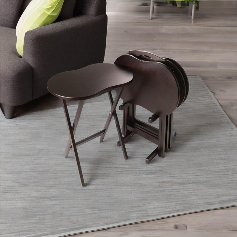 Ergode Wood 5-Piece Snack Table Set - Stylish Folding Tables,