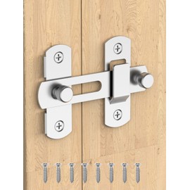 Sliding Barn Door Lock, Stainless Steel Gate Latches Flip Latch Safety Door Bolt Latch Lock for Wine Cabinet, Bathroom, Outdoor, Garage, Garden, Closet Door (1, Silver)