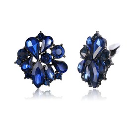 EVER FAITH Flower Clip On Earrings for Women Girls Rhinestone Crystal Flower Clip On Earrings Clear Silver Tone, Crystal, No Gemstone