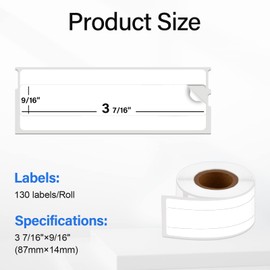 10 roll Compatible Labeling with Dymo 30327, File Folder Labels 130 Labels/roll, for Dymo 400/450 Duo 450 Turbo 400/450 Twin Turbo 4XL & More Labels for Folders and Files 14mm x 87mm (9/16"x3 7/16")