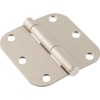 The Hillman Group 853472 3" Residential Door Hinge - 5/8" Round Corner - Removable Pin - Full Mortise - Satin Nickel 1-Pack