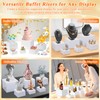 Qinzave 6 Pcs White Acrylic Buffet Risers with Mini Sign