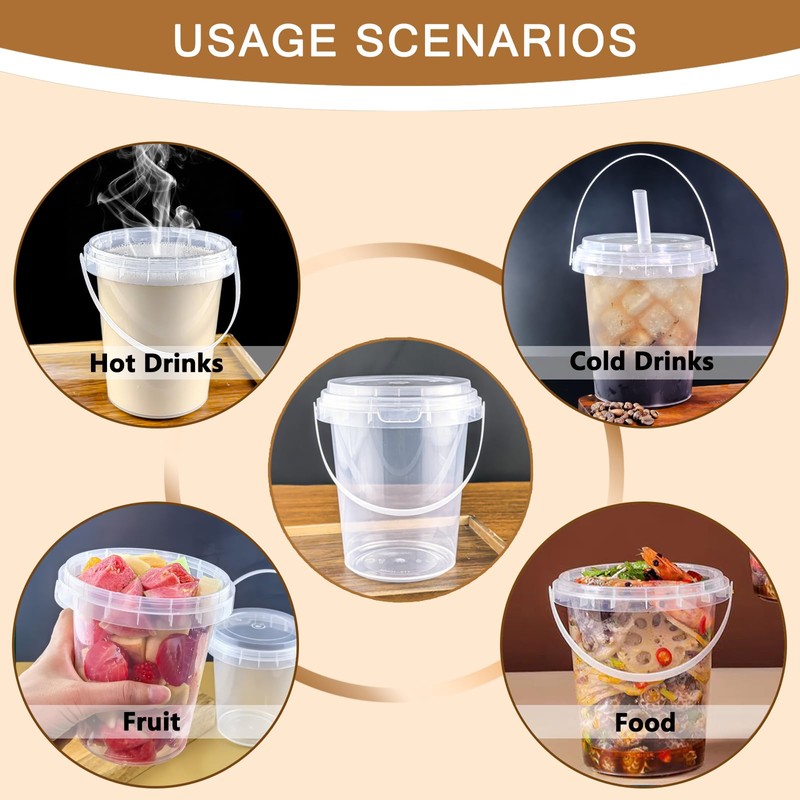 30 Sets - 34 oz Plastic Cups with Lid and