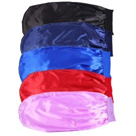 BIUDECO 5pcs Elastic Headband Cap Satin Sleeping Cap for Long Hair Women Sleep Hat Hair Protector