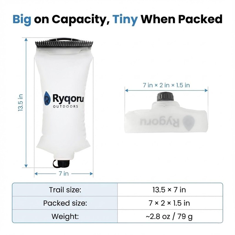 2L Collapsible Water Bag, 28mm Thread Compatible with Sawyer Squeeze