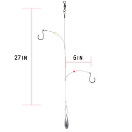 Circle Hook Rigs with 49 Strands Steel Leaders-Saltwater Surf Fishing Tackle Kit Heavy Duty Hooks 7 * 7 Strands Steel Wire with Nylon-Coating Leader… (Hook Size :4#)
