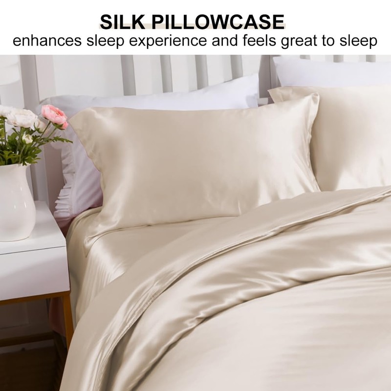 Ravmix Silk Pillowcase for Hair and Skin with Hidden Zipper,