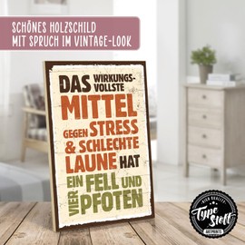 TypeStoff Wooden Sign with Saying - Fur and Four Paws - Vintage Look with Quote as Gift and Decoration - HS-00082