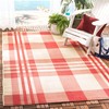SAFAVIEH Courtyard Collection 2' x 3'7" Red/Bone CY6201 Plaid Indoor/