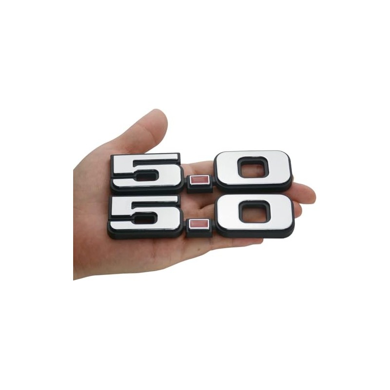 2Pc 5.0 Emblem Liter Door 3D Fender Side Adhesive Badge