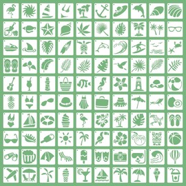 WYYFXY® 100 Piece Painting Stencils Set Hawaiian Island Style 5 x 5 cm Reusable Stencil Painting Templates for Wood Decorative Canvas Gift Cards DIY