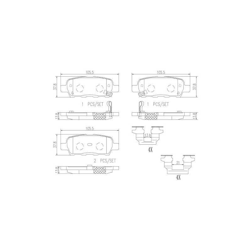 BREMBO Balatas Cerámicas Traseras Compatible con NISSAN MAXIMA de 2004