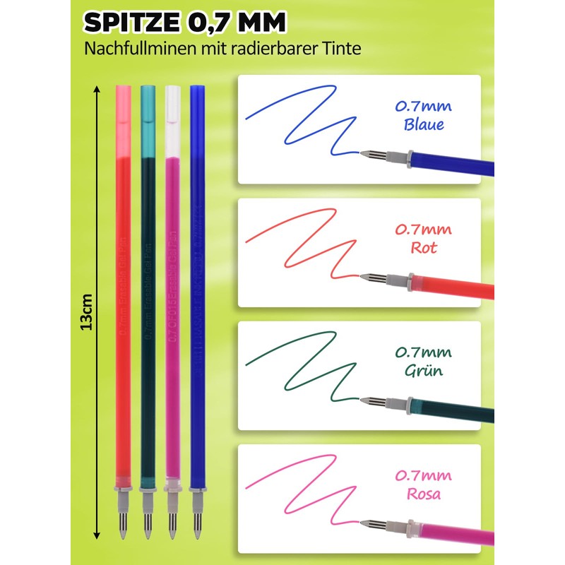 GutSache 12 x Erasable Refills [6 Blue, 2 Red, 2